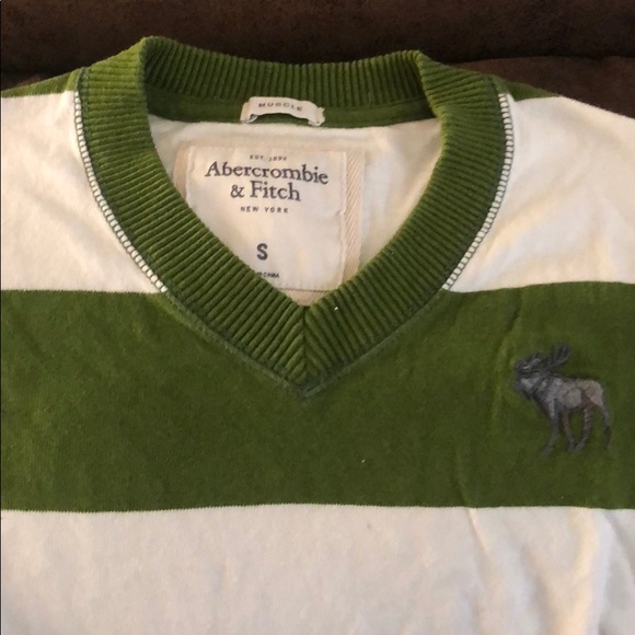 Green and white striped long sleeve tee from A&F - Picture 2 of 2